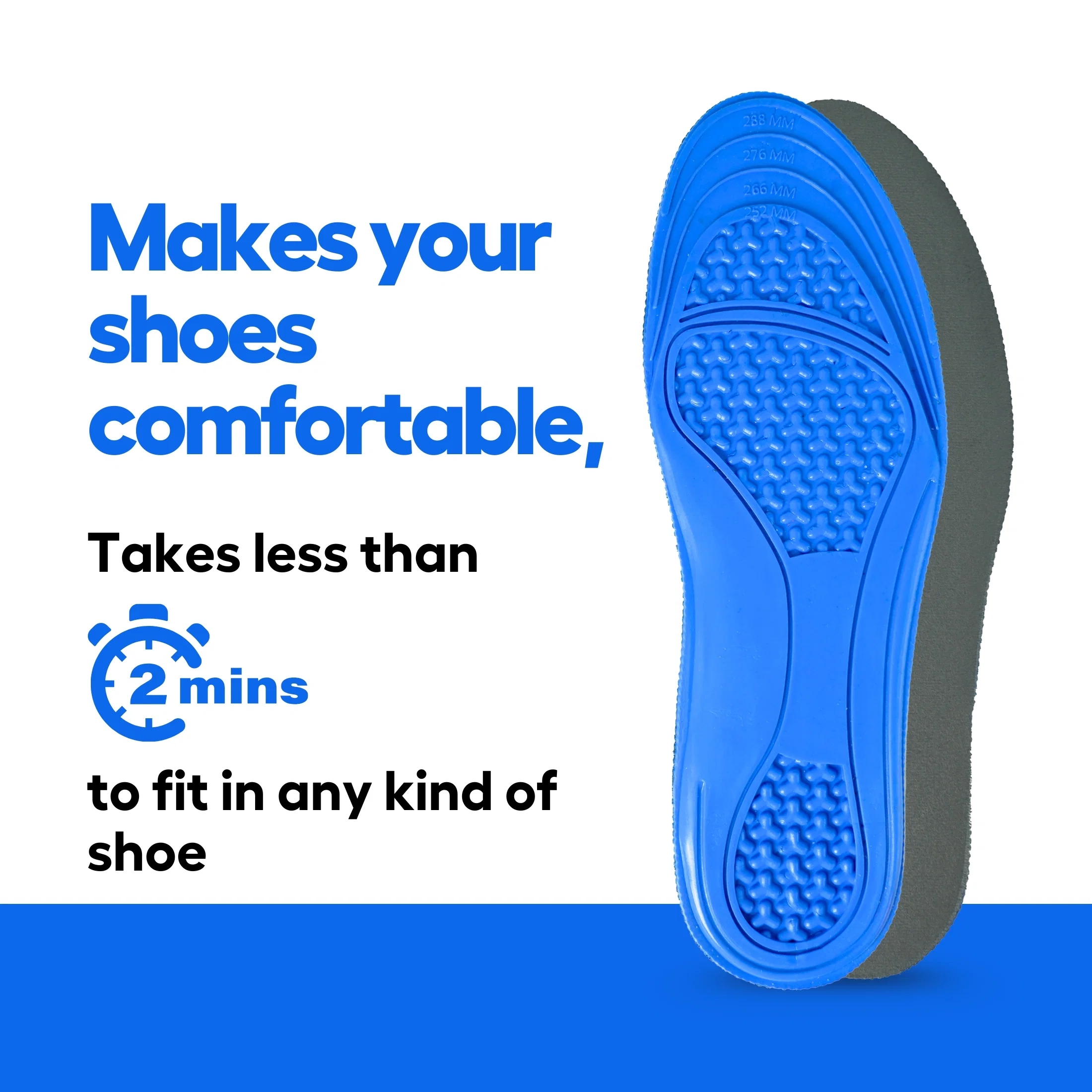 Helios Soft Gel Foot Insoles For Men (TRIM TO FIT SIZE 6-10) - Image 3