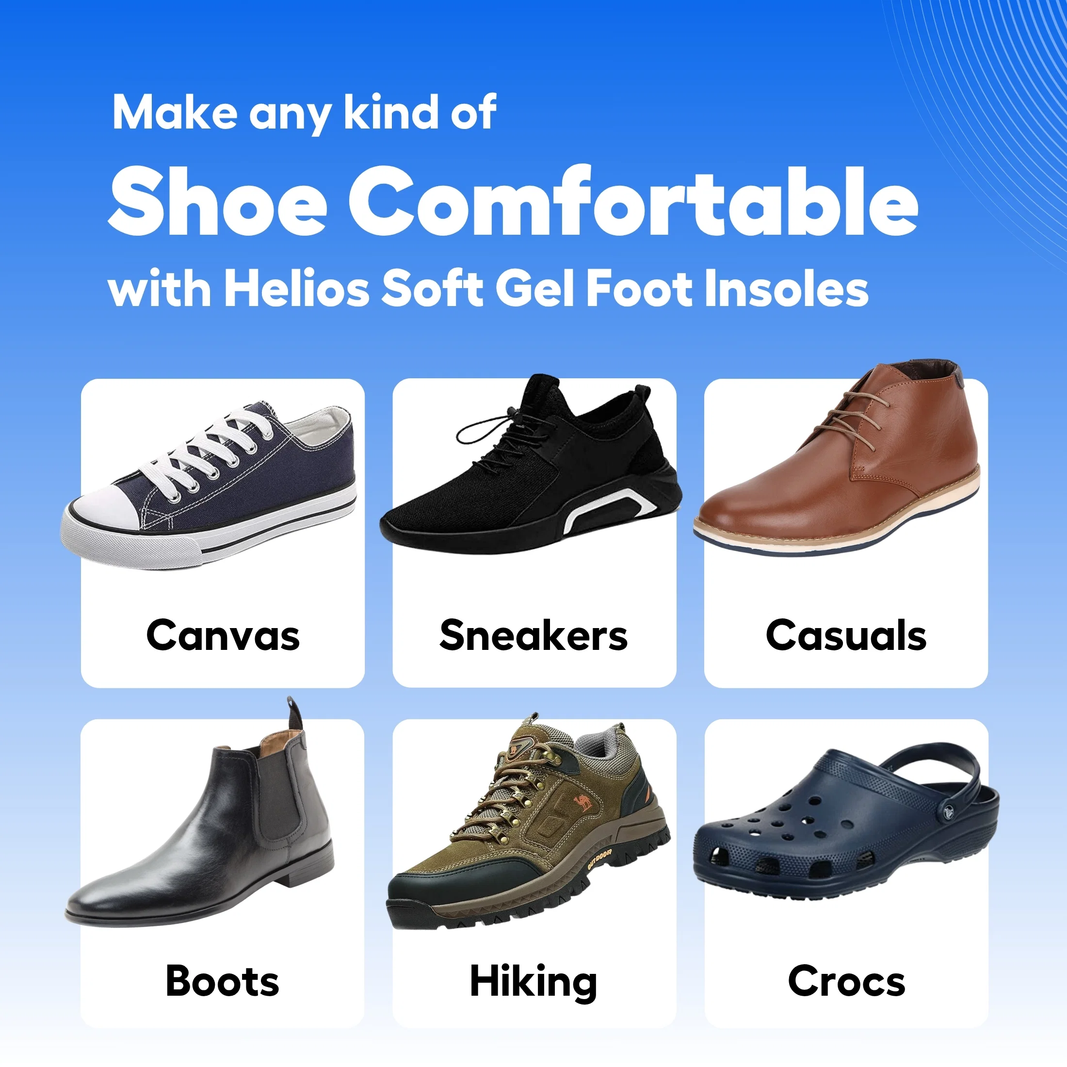 Helios Soft Gel Foot Insoles For Men (TRIM TO FIT SIZE 6-10) - Image 8