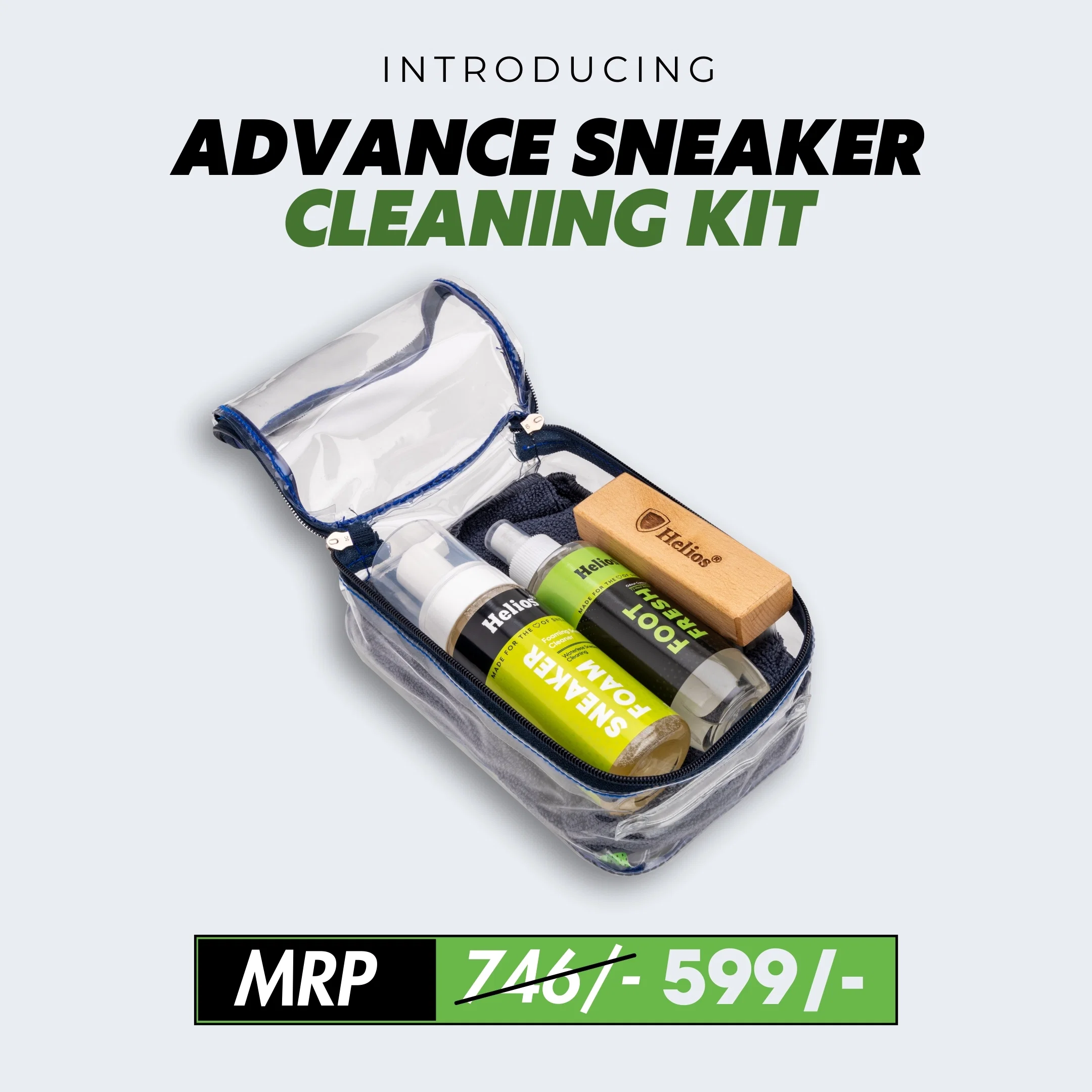 Helios Advanced Sport & Sneaker Cleaner Kit with Micro Fiber Cloth & Foot fresh. - Image 3