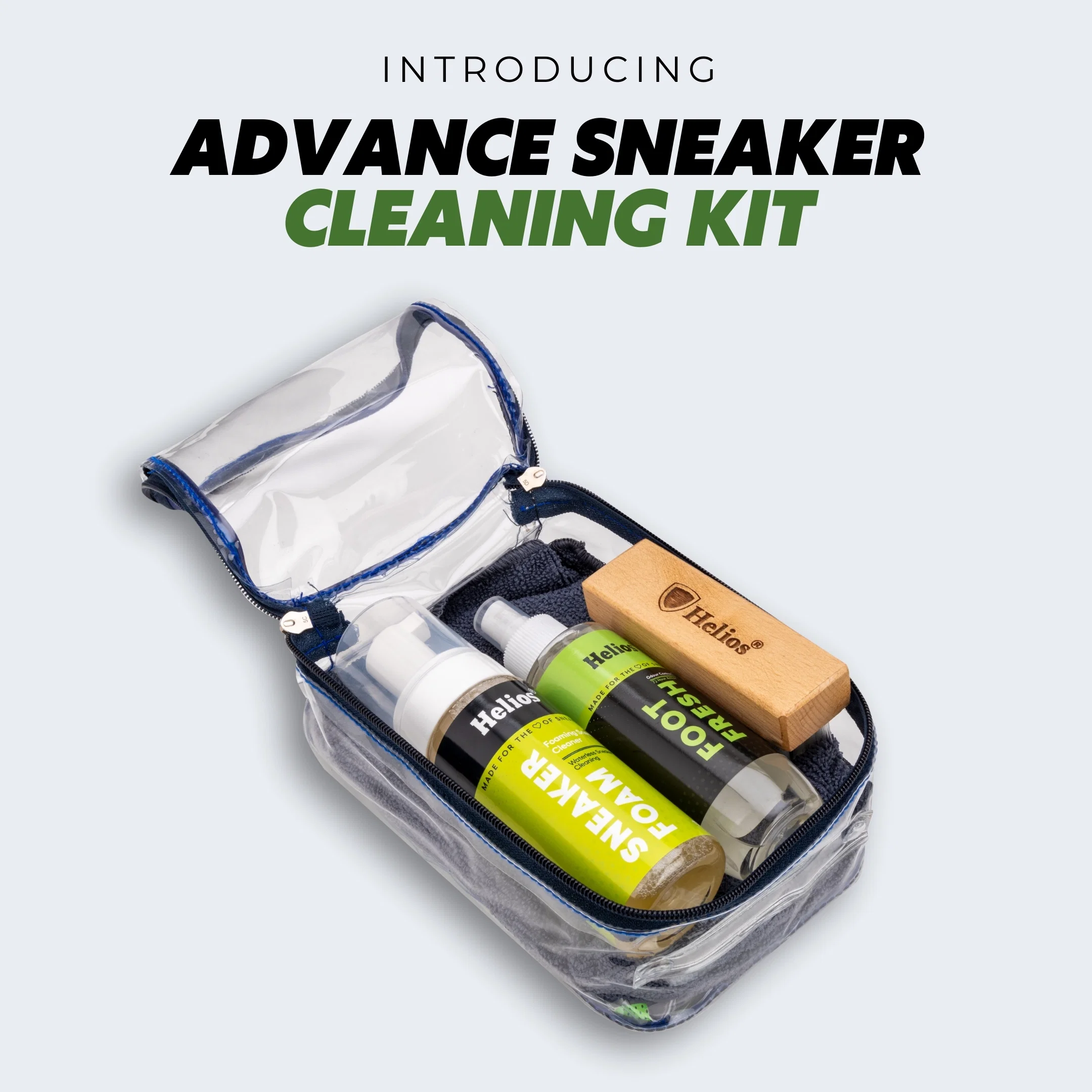 Helios Advanced Sport & Sneaker Cleaner Kit with Micro Fiber Cloth & Foot fresh. - Image 4