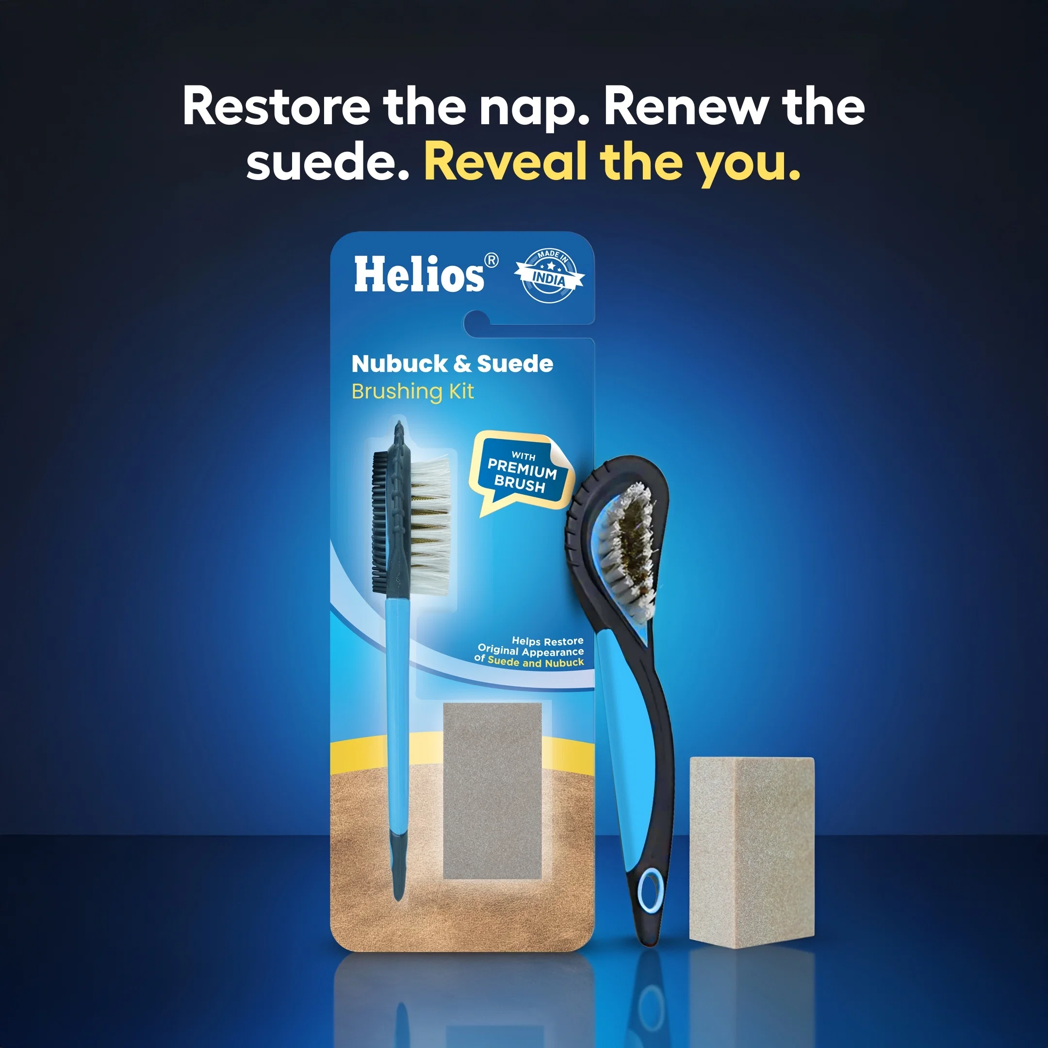 Helios Shoe Cleaning Kit with Eraser Block and suede leather brush, Safe for Suede, Nubuck, Leather - Image 3