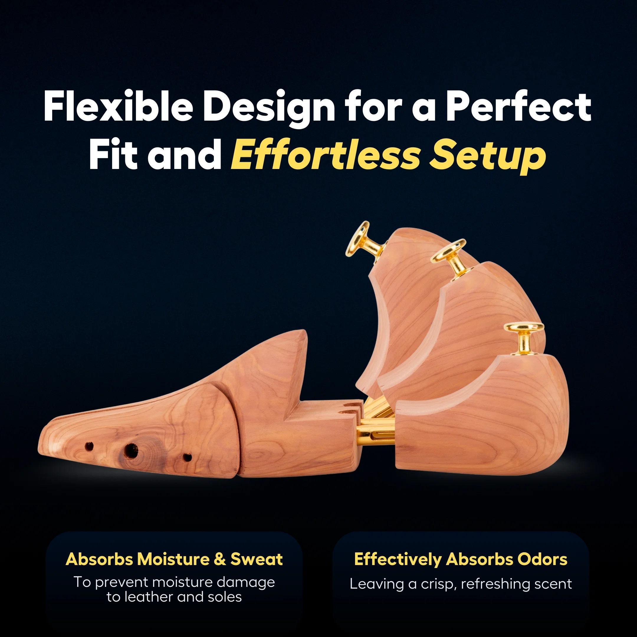 Helios Cedar Shoe Tree, Shoe Trees for Men, Adjustable Shoe Tree, Shoe Widener, Shoe Shaper, Size 6-11 - Image 4