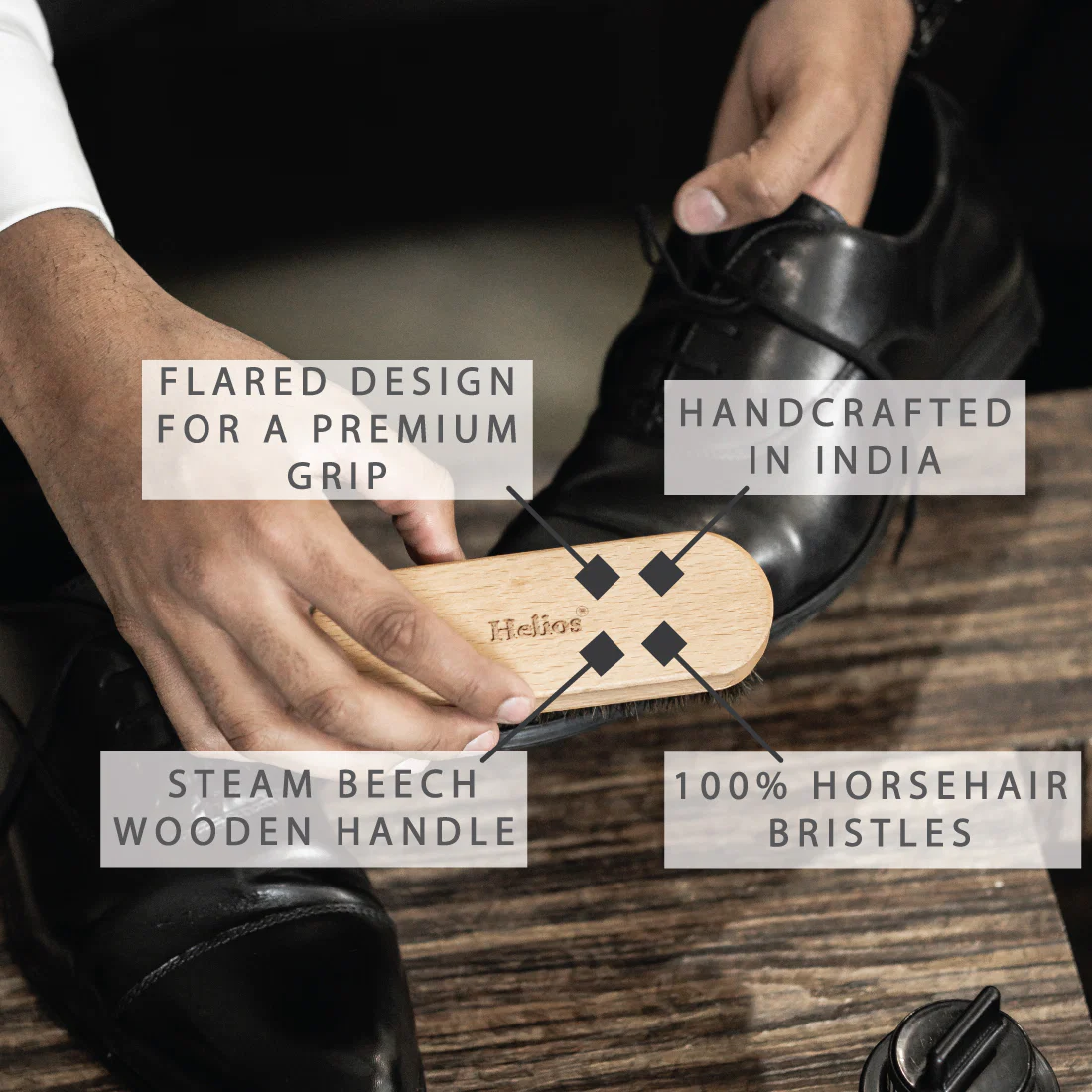 Helios 5.7 Inch 100% Horse Hair Shoe Brush - Image 7